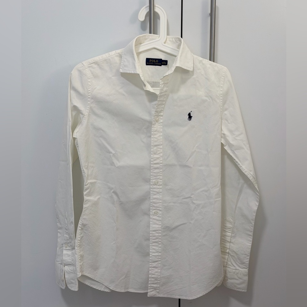 Ralph Lauren White Button-Down Oxford Shirt with Navy Pony